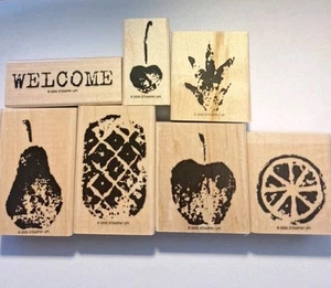 Stampin Up "Definitely Decorative Fresh Fruit" 2005 Set of 7 Stamps NEW! - Picture 1 of 4