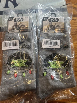Star Wars Mandalorian Baby Yoda The Child 4 Pairs Of Crew Socks  Shoe Size 6-12 - Image 1 of 4
