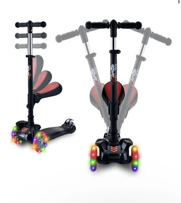 Hurtle Scooter de 3 Ruedas para Niños con Luces LED, Negro Foto 1 de 2