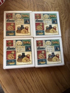 4er Set Friendly Felines saugfähige Keramikfliesen Untersetzer 6 x 6 Debbie Mumm - Bild 1 von 8