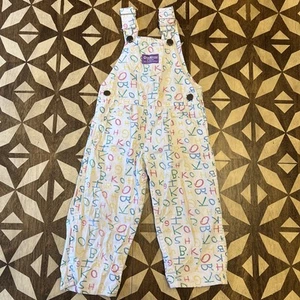 Osh Kosh B’gosh vintage vest back 90s white overalls alphabet letters Sz 3T - Picture 1 of 7