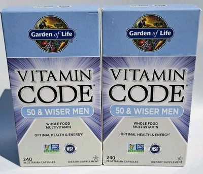 Pack de 2 multivitamínicos Garden of Life Vitamin Code 50 & Wiser Men, 240ct por botella Foto 1 de 4