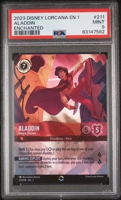 2023 DISNEY LORCANA EN 1-THE FIRST CHAPTER #211 ALADDIN ENCHANTED PSA 9 - Image 1 of 2