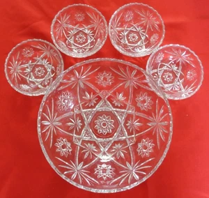 Vintage Anchor Hocking frühes amerikanisches vorgeschnittenes EAPC Davidstern Salatschüssel-Set 5-teilig - Bild 1 von 4