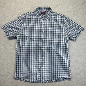 Camisa con botones UNTUCKit para hombre grande calce ajustado azul a cuadros manga corta bolsillo - Imagen 1 de 19