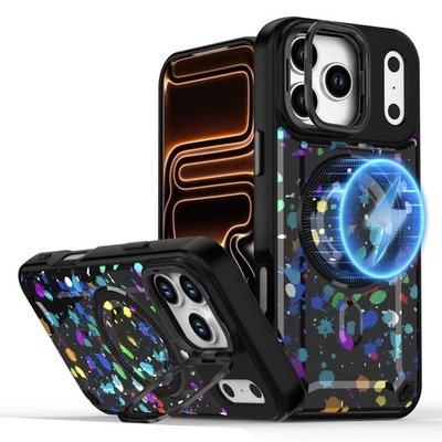 For iPhone 17 Pro Max Air 16 15 14 13 12 11 Magnetic Case Camouflage Style Stand - Image 1 of 4