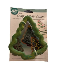 1998 Vintage Wilton Green Christmas Tree Cookie Cutter Comfort Grip - Picture 1 of 1