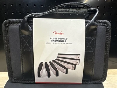 BRAND NEW Fender Blues Deluxe 7-Piece Harmonica Set D G E F C B Flat And A Keys - Image 1 of 4