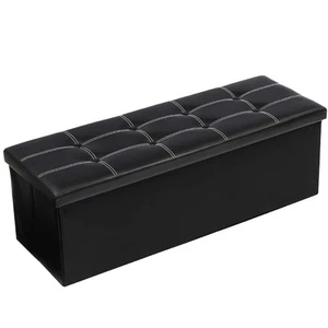 43 Inches Folding Storage Ottoman Bench Storage Chest Footrest Padded Seat fo... - Picture 1 of 7