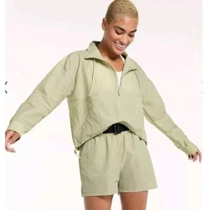 NUEVO FLX Mujer Como Nuevo Crackle Manga Larga Media Cremallera Chaqueta/Pantalones Cortos $80 Talla Pequeña - Imagen 1 de 14