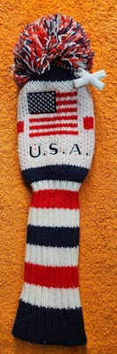 CRAFTSMAN ВЯЗАНЫЙ ПОМПОН X ГИБРИД США ГОЛОВНОЙ УБОР КРАСНЫЙ - БЕЛЫЙ - СИНИЙ ФЛАГ - Изображение 1 из 3
