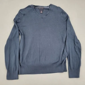 Banana Republic Sweater Mens Large L Long Sleeve Silk Cashmere Blend V Neck Blue - Foto 1 di 12