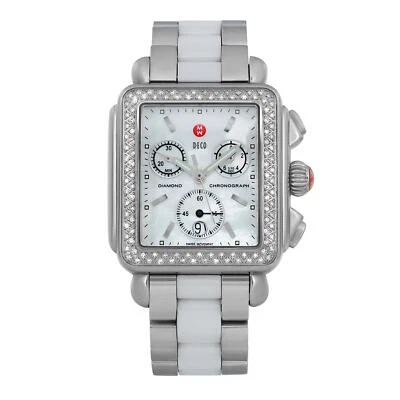 Michele Deco Chronograph 33MM Steel MOP Dial Quartz Ladies Watch MWW06A000716 - Image 1 of 4