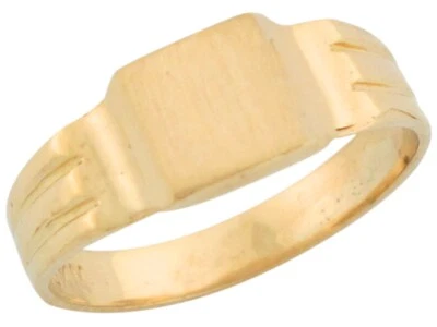 10k or 14k Yellow Gold Square Vintage Antique Inspired Signet Baby Ring - Image 1 of 4