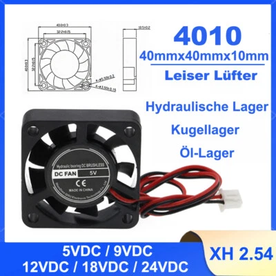 3D Drucker 4010 Lüfter 4cm 40x40x10mm Axial Radial Silent Lüfter 5v 9v 12v 24v - Bild 1 von 4
