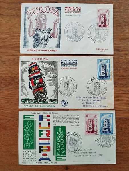 3 enveloppes premiers jours FDC Année 1956 N°1076 et 1077 Paire Europa cachet - Photo 1/2