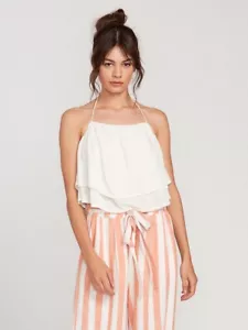 Volcom Womens Coco Halter Cami Top White Size Small ZP-5631 - Picture 1 of 3