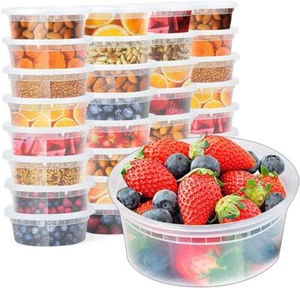  8oz [24 Sets] Deli Plastic Food Storage Containers with Airtight Lids - Picture 1 of 5