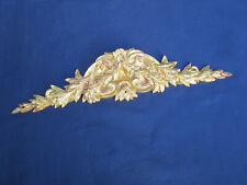 Fronton ornement ancien laiton doré laurier décoration meuble largeur 35 cm