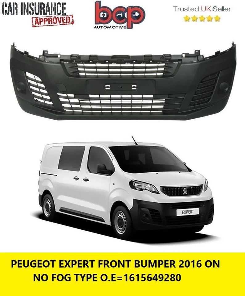 PEUGEOT Expert 2016 on Front Bumper Black No Fog Holes OEM 1615649280