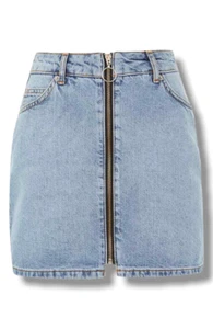New $99 Topshop Blue Zip-Front Cotton High-Waist Denim Mini Casual Skirt Size 6 - Picture 1 of 1