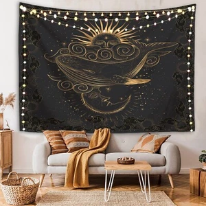 Moon Sun Abstract Wall Art Star Whale Tapestry Large Decor Aesthetic Gift 51x60 - Picture 1 of 4