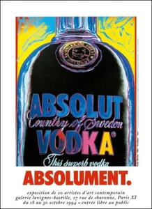 Póster de arte pop Absolut Vodka Andy Warhol original vintage excelente A 1994 - Imagen 1 de 1