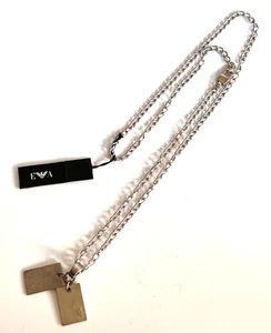 EMPORIO ARMANI Stainless Steel Dog Tag Chain Necklace 22", BNWT $225 - Picture 1 of 5