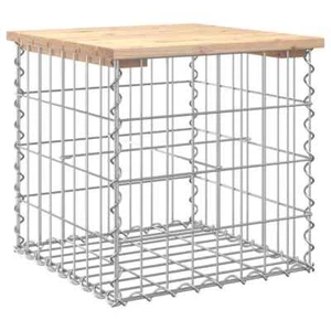 Gabion Garden Bench Outdoor Patio Wooden Park Seat Chair Steel Solid Pine Wood - Picture 1 of 8