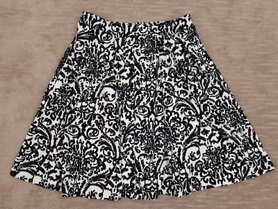 Adrienne Vittadini Mujer S Negro Blanco Damasco Floral Elastizado ALine Falda Bolsillos Foto 1 de 4