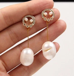 June Pearl White 13x15 mm Oval Cultured Pearl Stud Earrings T2855 - Picture 1 of 4