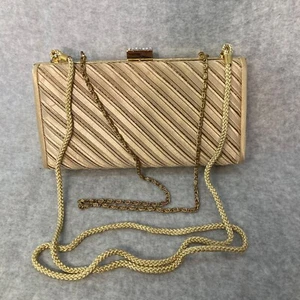 Kate Landry Gold Evening Purse Clutch 2 Strap Options Satin With Beading - Picture 1 of 12