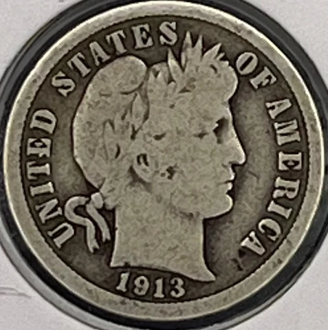 1913 BARBER DIME NICELY CIRCULATED 154 Cover