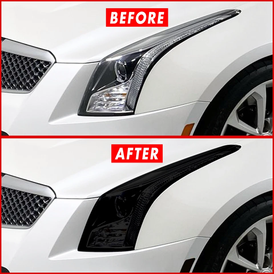 Предварительно нарезанные виниловые накладки на фары и габаритные огни для Cadillac ATS 13–19 годов выпуска - Изображение 1 из 4