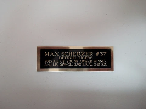 Max Scherzer Tigers 2013 Cy Young Award Baseball Card Plaque Nameplate 1" X 3" Cover