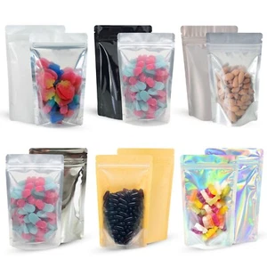 ONE SIDE CLEAR STAND UP POUCH BAGS SEALABLE POUCH ZIP LOCK SEEDS BAGS COFFEE BAG - Picture 1 of 72