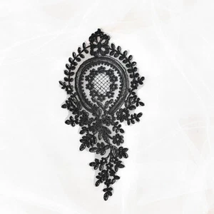 Abito da sposa fai da te ricamato floreale applique pizzo toppa bordo retrò cucito artigianale - Foto 1 di 24