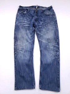 Jordan Craig Jeans Mens 38x32 Blue Stone Washed Whiskered Denim Flap Pockets - Picture 1 of 9