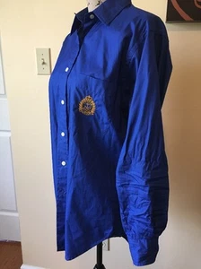 Lauren Ralph Lauren Women's Long Sleeve Button Up Dress Shirt Gold Crest 6 EUC - Picture 1 of 7