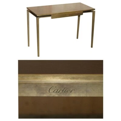CARTIER PARIS SIGNED BRONZE & LEATHER MID CENTURY MODERN WRITING TABLE DESKS - image 1 of 4