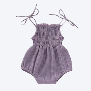 Infant Baby Girl Sleeveless Romper Purple - Picture 1 of 5