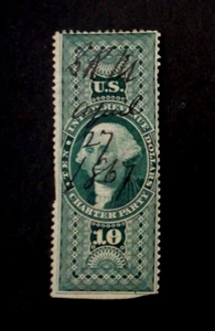 US Revenue Stamp R93c $10 Charter Party 1st Issue 1862-1871 #1 - Picture 1 of 2