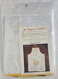 Cross Stitching Apron- BONJOUR CHICKEN Vintage - Picture 1 of 2