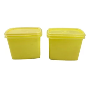 Tupperware Lot of 2 Shelf Saver Storage Containers w/Lids Yellow Vintage 1243 - Picture 1 of 11