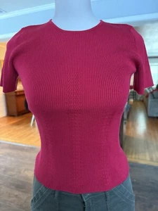 Vintage Talbots Womens Shirt Size P Silk Blend Red Top Knit - Picture 1 of 6