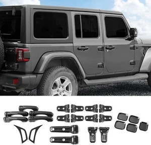 Carbon Fiber Exterior Trim Kits Door & Hood Hinge Cover for Jeep Wrangler JL JLU - Picture 1 of 15
