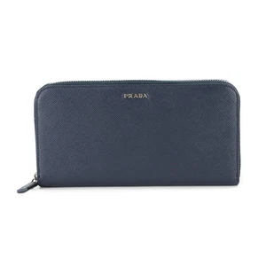 PRADA Zipped Around Long Wallet Saffiano Leather Navy 2ML317 90289322 - Picture 1 of 10