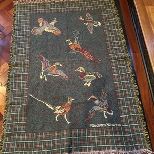 Goodwin Tejedores Tapiz Cuadros Juego Pájaros Pato Faisán Manta Tiro EE. UU. Algodón - Imagen 1 de 12