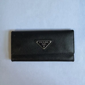 Prada Ring Schlüsselanhänger schwarz Leder dreifach faltbar - Bild 1 von 6