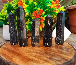 Black Tourmaline Crystal Tower Point ~ tourmaline Obelisk Crystal Points - Picture 1 of 5